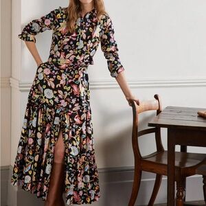 Boden Floral Maxi Dress - Black and Multicolor